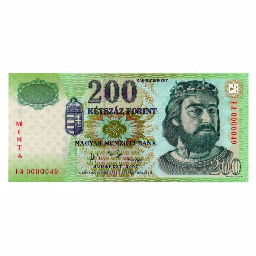 200 Forint Bankjegy 2007 MINTA nagyon alacsony sorszám 0000049