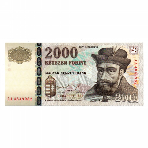 2000 Forint Bankjegy 1998 CA UNC, hullámos papír