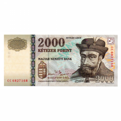 2000 Forint Bankjegy 2004 CC gEF, él nélküli hullám