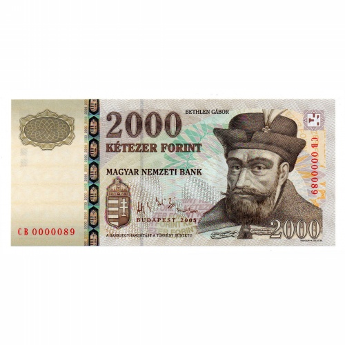 2000 Forint Bankjegy 2005 CB UNC alacsony sorszám