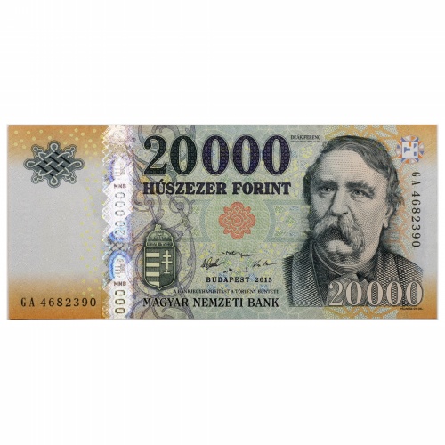 20000 Forint Bankjegy 2015 GA UNC forgalmi sorszám