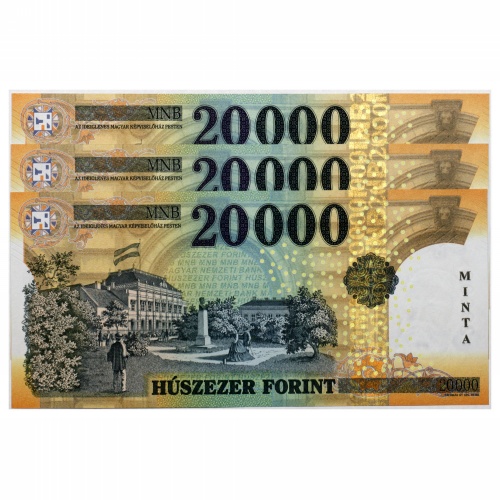 20000 Forint Bankjegy 2015 MINTA sorszámkövető 3db