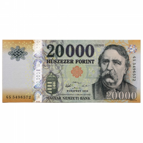 20000 Forint Bankjegy 2016 GS UNC forgalmi sorszám