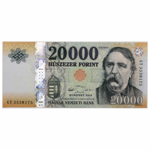 20000 Forint Bankjegy 2016 GT UNC forgalmi sorszám