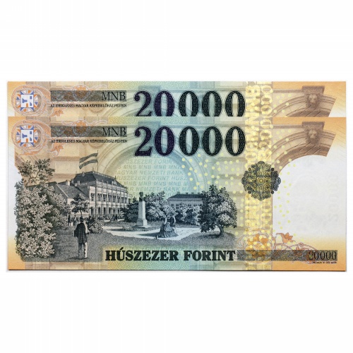 20000 Forint Bankjegy 2022 IR UNC nagyon alacsony sorkövető pár