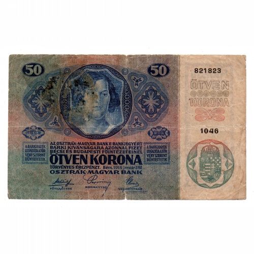 50 Korona Bankjegy 1914 VG