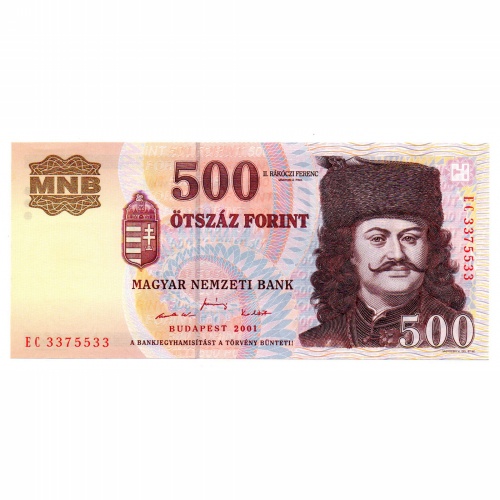 500 Forint Bankjegy 2001 EC UNC