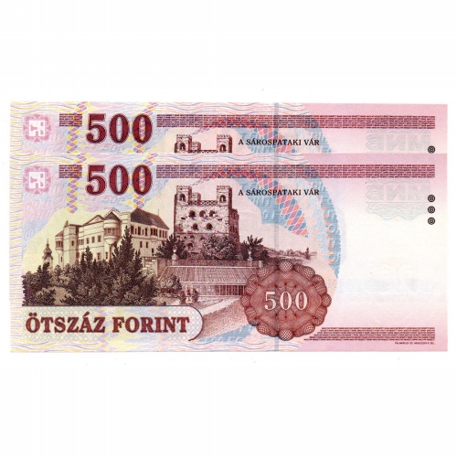 500 Forint Bankjegy 2001 EC UNC sorszámkövető pár