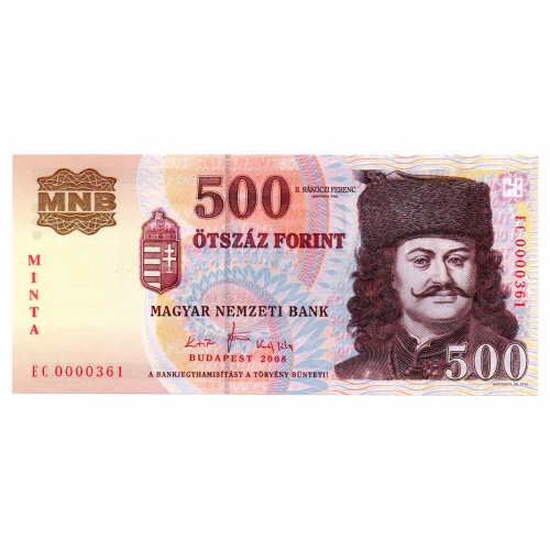 500 Forint Bankjegy 2008 EC MINTA