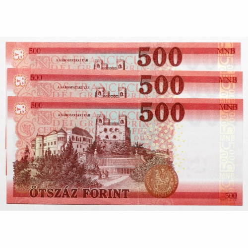 500 Forint Bankjegy 2018 EB aUNC forgalmi sorszámkövető 3db