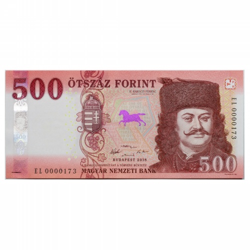 500 Forint Bankjegy 2018 EL UNC alacsony sorszám