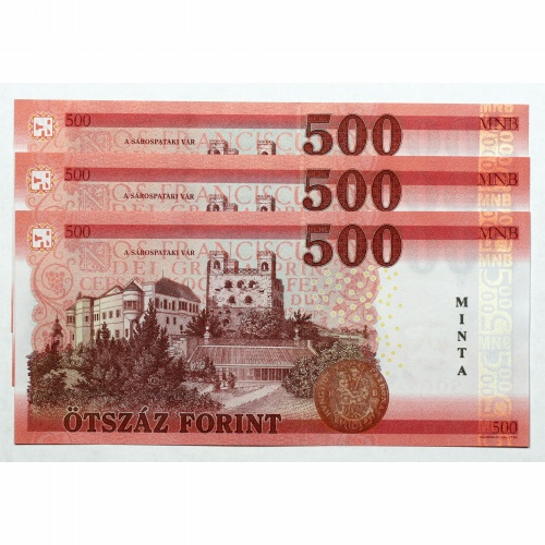 500 Forint Bankjegy 2018 MINTA sorszámkövető 3db