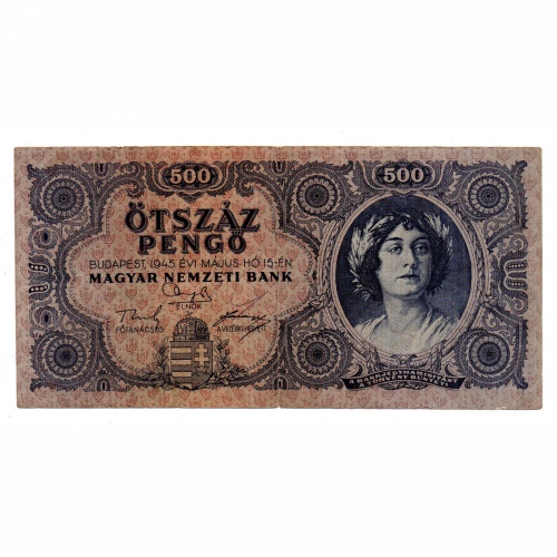 500 Pengő Bankjegy 1945 F