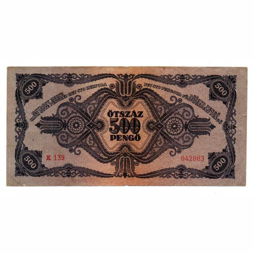 500 Pengő Bankjegy 1945 F