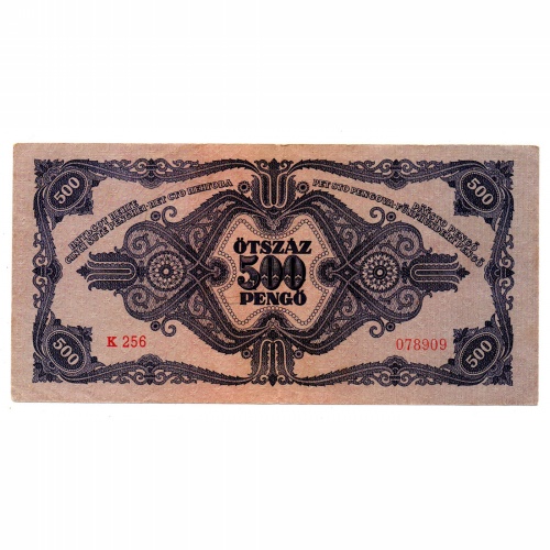 500 Pengő Bankjegy 1945 VF