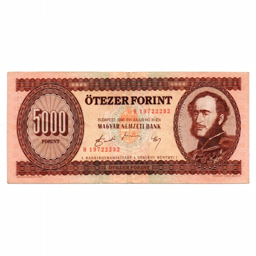 5000 Forint Bankjegy 1990 H sorozat VF