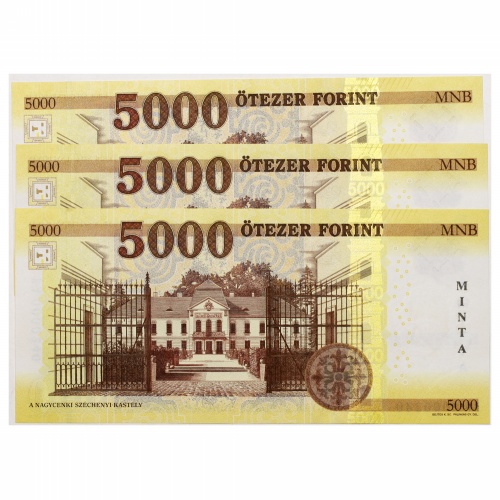 5000 Forint Bankjegy 2017 MINTA sorszámkövető 3db