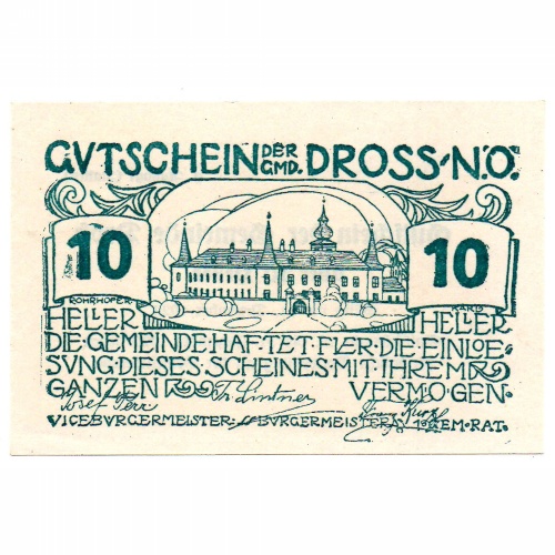 Ausztria Notgeld Dross 10 Heller 1920 9. kiadás