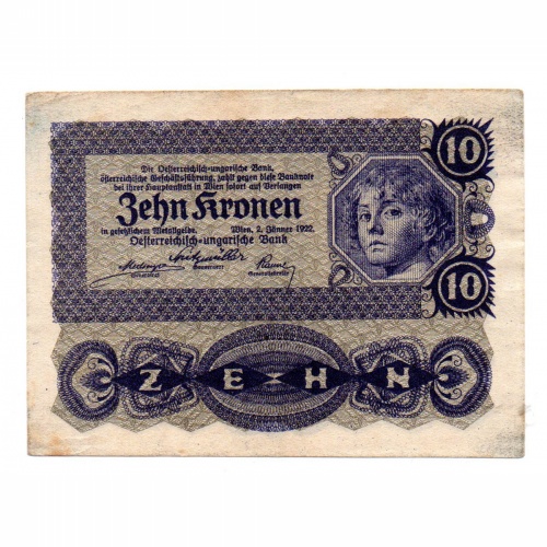 Ausztria 10 Korona Bankjegy 1922 P75 aEF