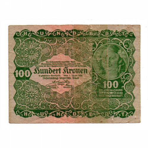 Ausztria 100 Korona Bankjegy 1922 VG