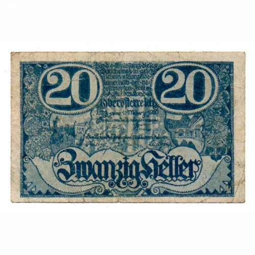 Ausztria 20 Heller utalvány 1920 Linz R20b