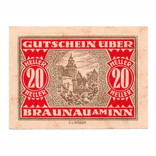 Ausztria Notgeld Braunau am Inn 20 Heller 1920