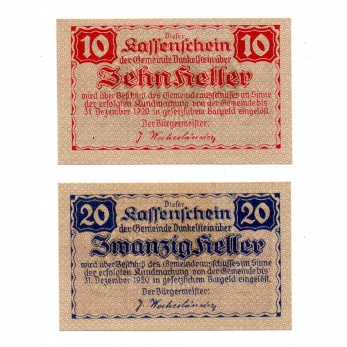 Ausztria Notgeld Dunkelstein 10-20 Heller 1920 2db