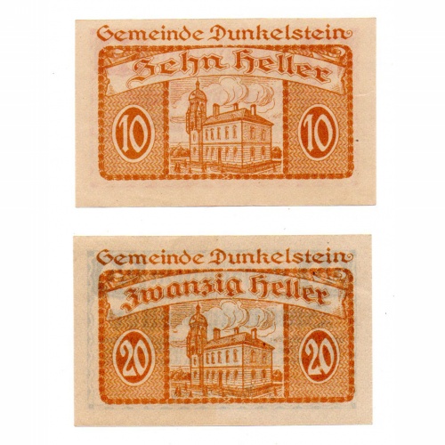 Ausztria Notgeld Dunkelstein 10-20 Heller 1920 2db