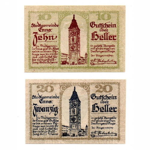 Ausztria Notgeld Enns 10-20 Heller 1920 2db