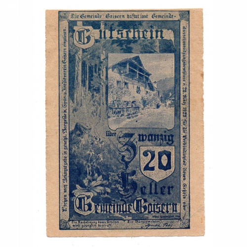 Ausztria Notgeld Goisern 20 Heller 1920