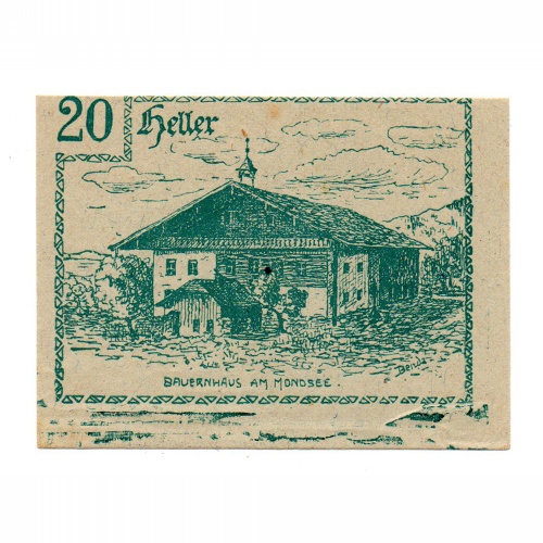 Ausztria Notgeld Innerschwandt 20 Heller 1920 nyomdahibás