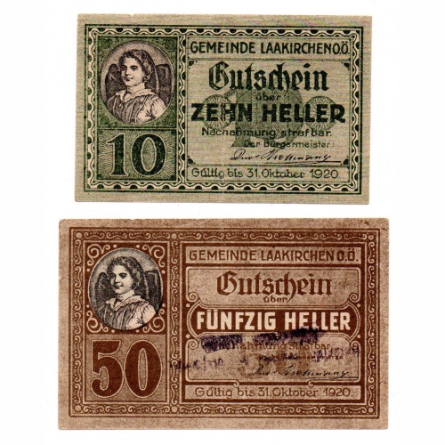 Ausztria Notgeld Laakirchen 10-50 Heller 1920