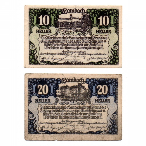 Ausztria Notgeld Lambach 10-20 Heller 1920