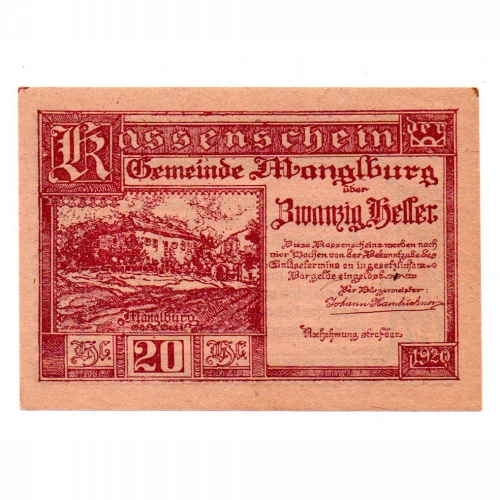 Ausztria Notgeld Manglburg 20 Heller 1920