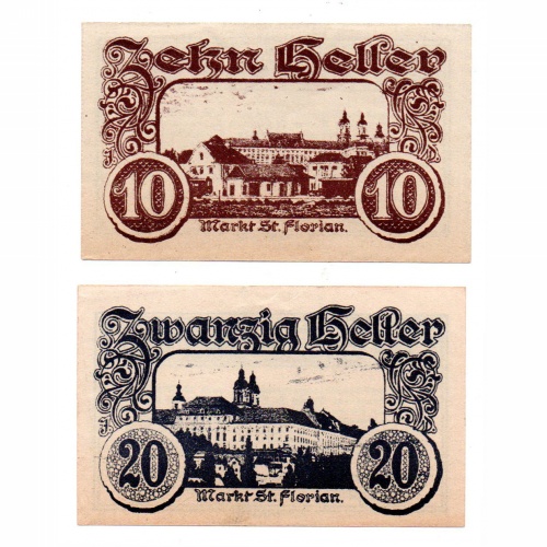 Ausztria Notgeld Sankt Florian 10-20 Heller 1920