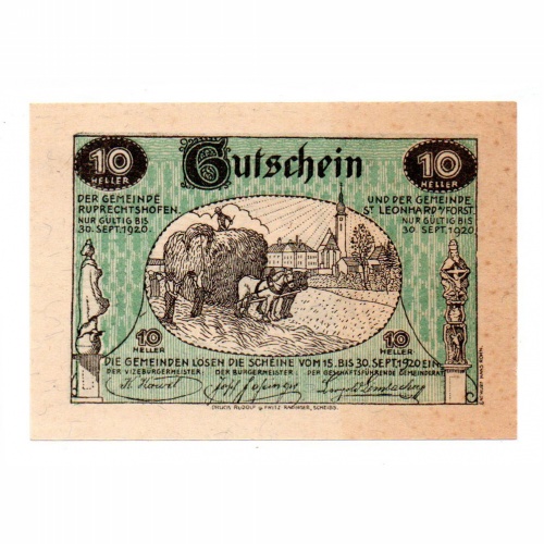 Ausztria Notgeld Sankt Leonhard 10 Heller 1920