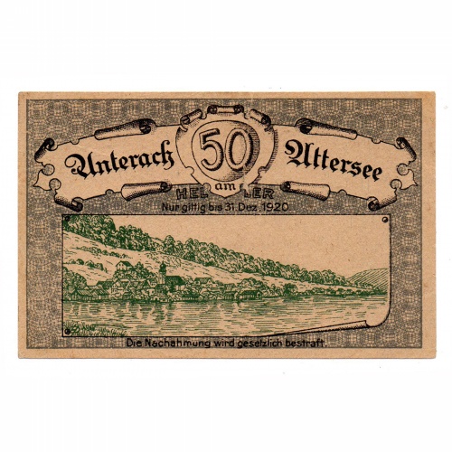 Ausztria Notgeld Unterach am Attersee 50 Heller 1920