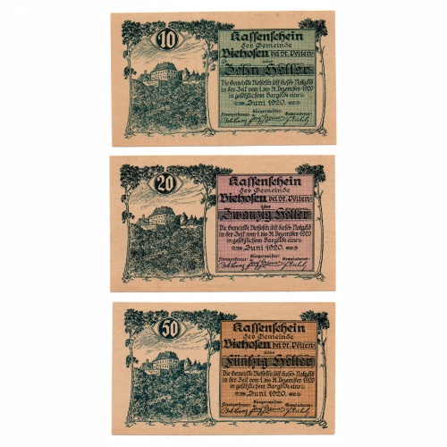 Ausztria Notgeld Viehofen 10-20-50 Heller 1920 teljes sor