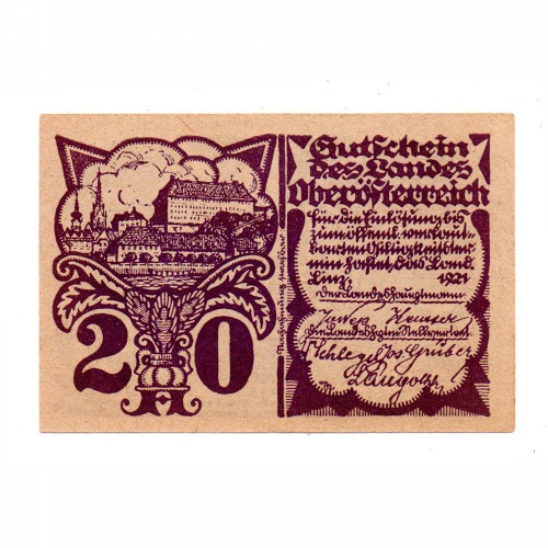 Ausztria Oberösterreich 20 Heller 1921 PS120b