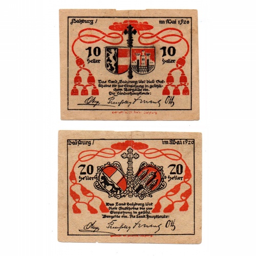 Ausztria Salzburg 10-20 Heller 1920 PS129-130