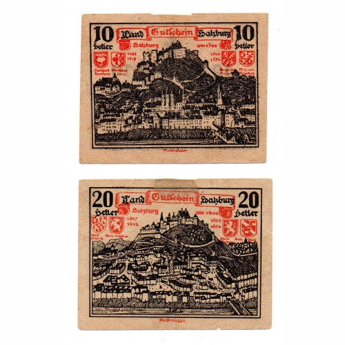 Ausztria Salzburg 10-20 Heller 1920 PS129-130