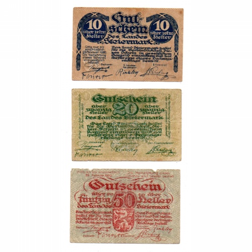 Ausztria Steiermark Styria 10-20-50 Heller 1919 PS135-137