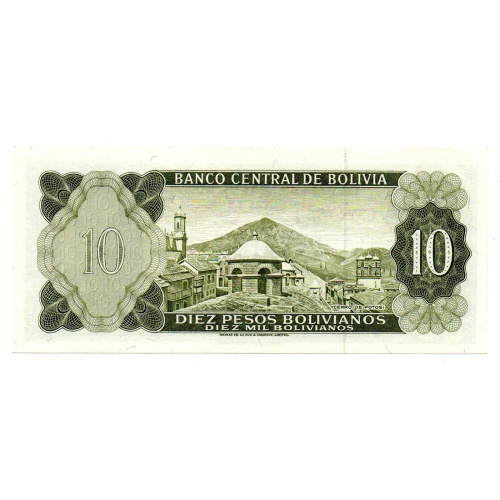 Bolivia 10 Pesos Bolivanos Bankjegy 1962 P154a