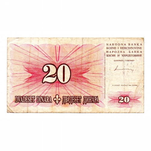 Bosznia-Hercegovina 20 Dinár Bankjegy 1994 P42a