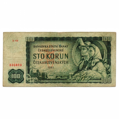 Csehszlovákia 100 Korona Bankjegy 1961 P91 D sorozat