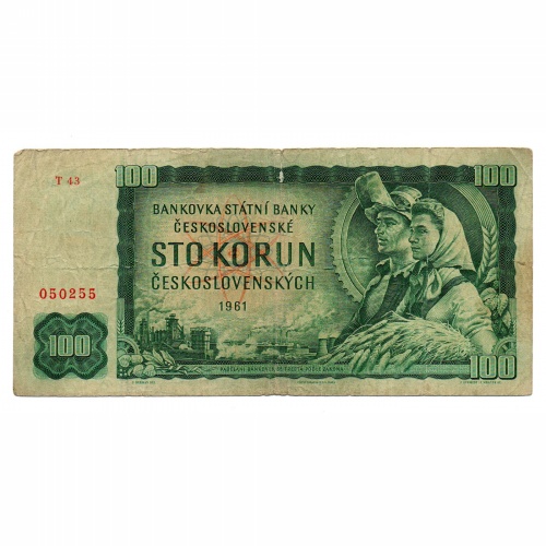 Csehszlovákia 100 Korona Bankjegy 1961 P91 T sorozat