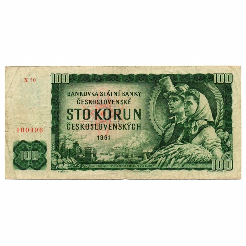 Csehszlovákia 100 Korona Bankjegy 1961 P91 X70 sorozat