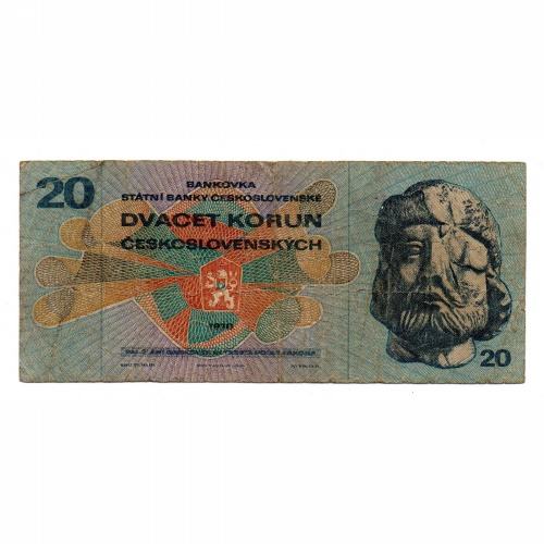 Csehszlovákia 20 Korona Bankjegy 1970 P92c L sorozat