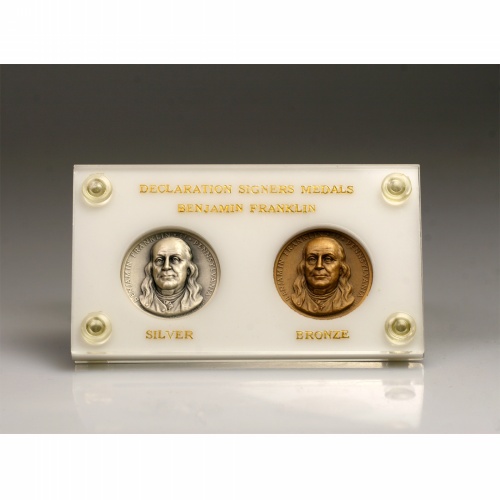 Declaration Signers Medals Benjamin Franklin ezüst és bronz érem