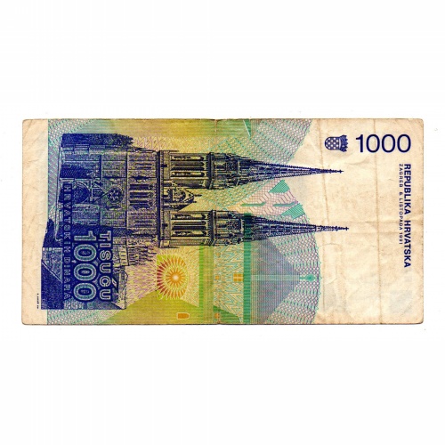 Horvátország 1000 Dinár Bankjegy 1991 P22a